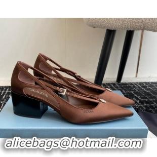 Pretty Style Prada Satin cut-out pumps 6.5cm Coffee Brown 115084