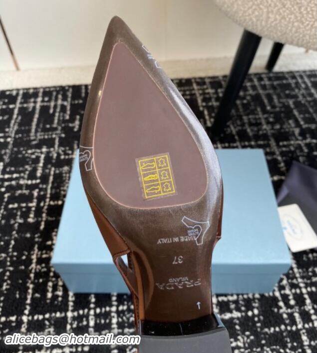 Pretty Style Prada Satin cut-out pumps 6.5cm Coffee Brown 115084