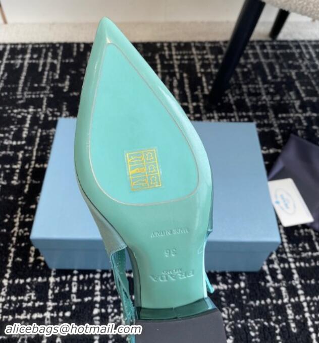 Top Grade Prada Satin cut-out pumps 6.5cm Lake Blue 115086