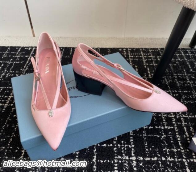 Durable Prada Satin cut-out pumps 6.5cm Light Pink 115085