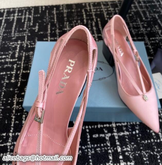 Durable Prada Satin cut-out pumps 6.5cm Light Pink 115085