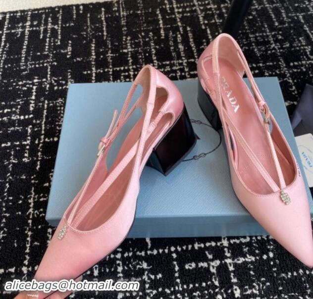 Durable Prada Satin cut-out pumps 6.5cm Light Pink 115085