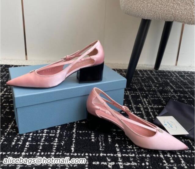 Durable Prada Satin cut-out pumps 6.5cm Light Pink 115085