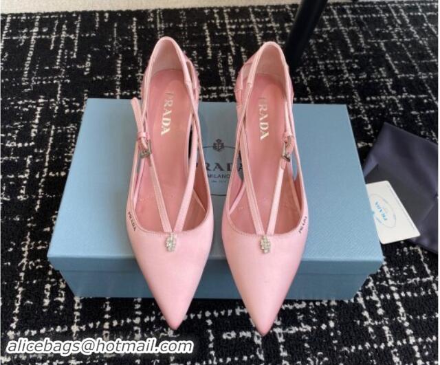 Durable Prada Satin cut-out pumps 6.5cm Light Pink 115085