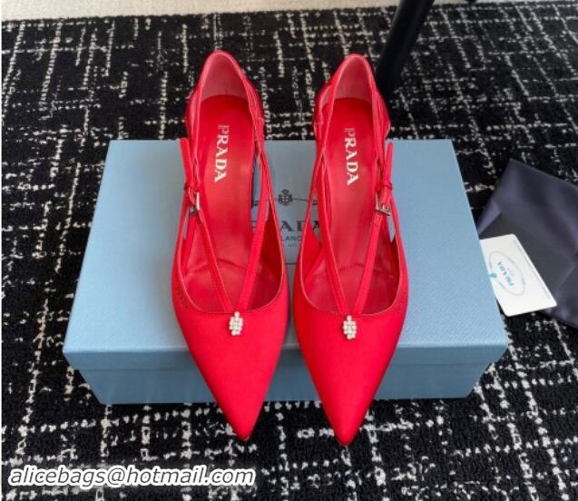 Unique Style Prada Satin cut-out pumps 6.5cm Red 115087