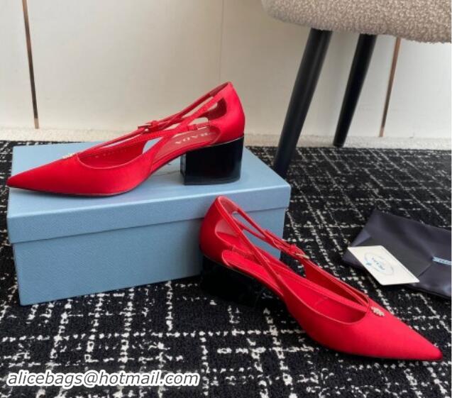 Unique Style Prada Satin cut-out pumps 6.5cm Red 115087