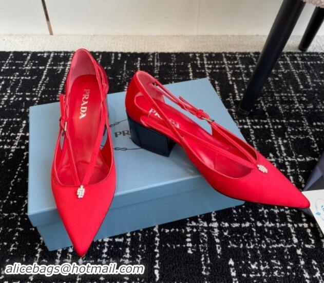 Unique Style Prada Satin cut-out pumps 6.5cm Red 115087