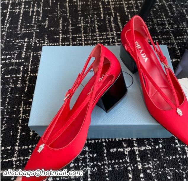 Unique Style Prada Satin cut-out pumps 6.5cm Red 115087