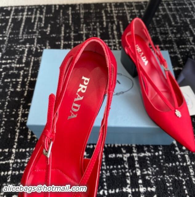 Unique Style Prada Satin cut-out pumps 6.5cm Red 115087