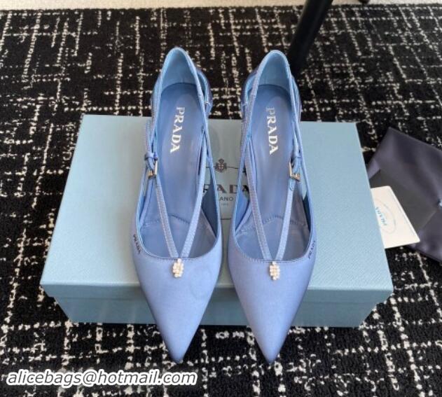 Best Product Prada Satin cut-out pumps 6.5cm Light Blue 115088