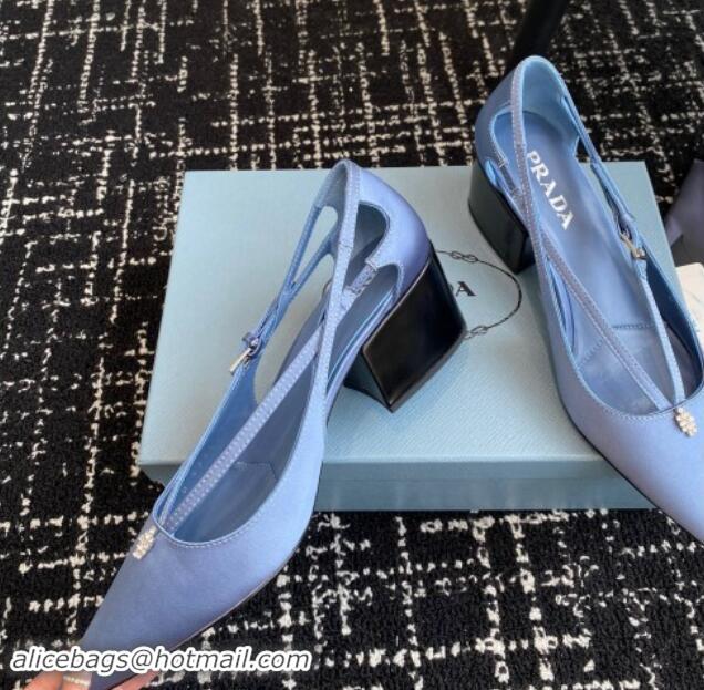 Best Product Prada Satin cut-out pumps 6.5cm Light Blue 115088