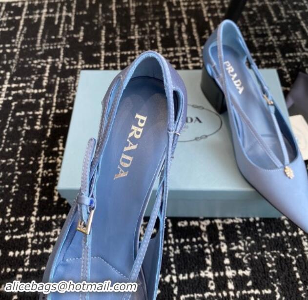 Best Product Prada Satin cut-out pumps 6.5cm Light Blue 115088