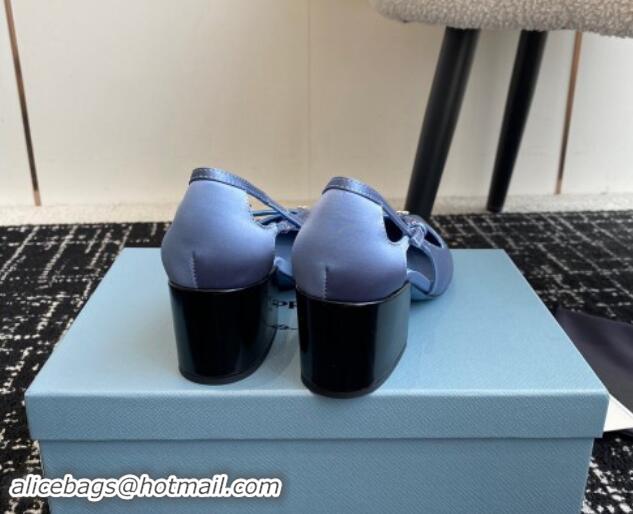 Best Product Prada Satin cut-out pumps 6.5cm Light Blue 115088