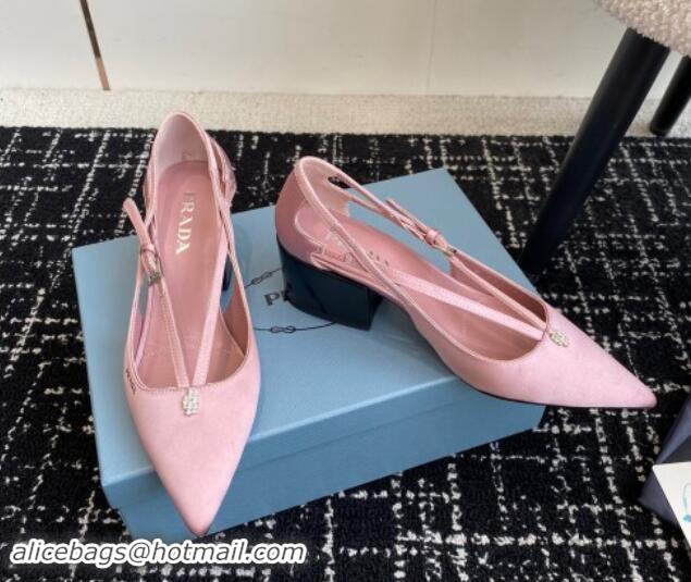 Low Cost Prada Satin cut-out pumps 6.5cm Pink 115089