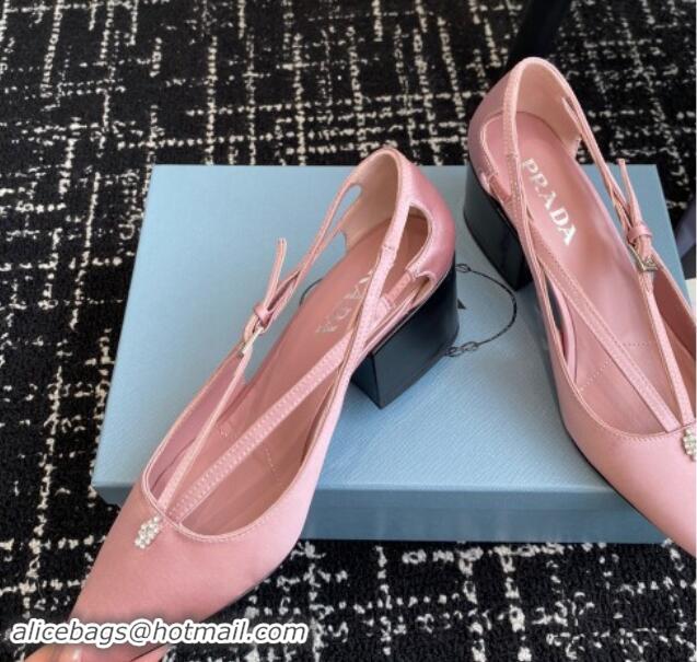 Low Cost Prada Satin cut-out pumps 6.5cm Pink 115089