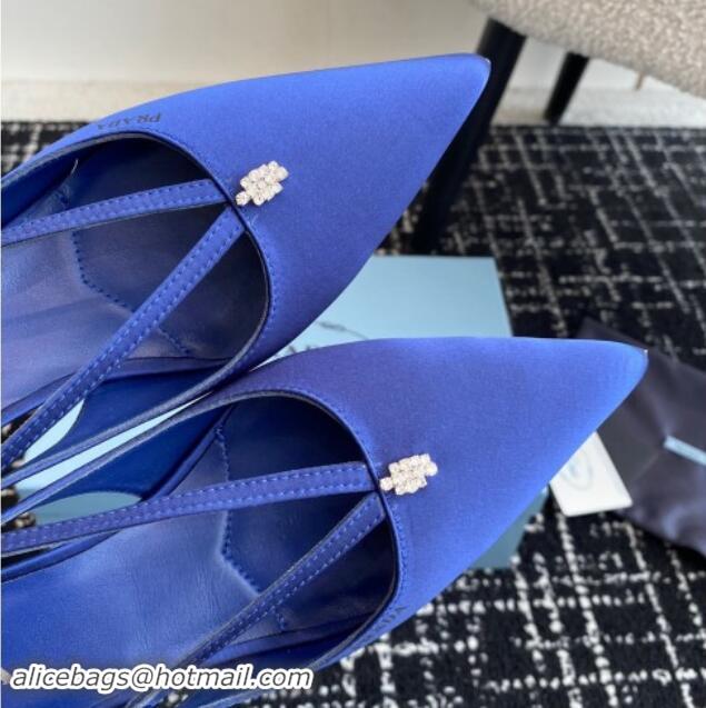 Luxurious Prada Satin cut-out pumps 6.5cm Royal Blue 115090