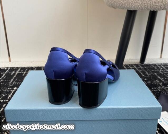 Luxurious Prada Satin cut-out pumps 6.5cm Royal Blue 115090