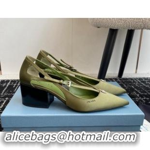 Fashion Prada Satin cut-out pumps 6.5cm Green 115091