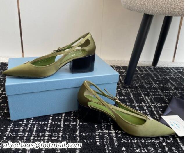 Fashion Prada Satin cut-out pumps 6.5cm Green 115091