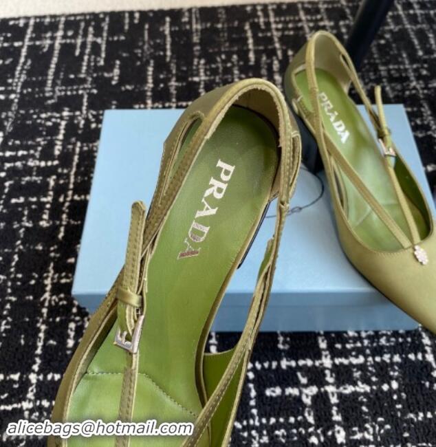 Fashion Prada Satin cut-out pumps 6.5cm Green 115091