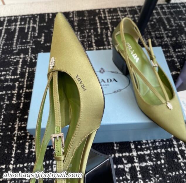 Fashion Prada Satin cut-out pumps 6.5cm Green 115091