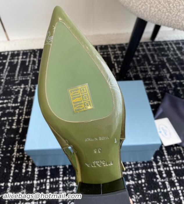 Fashion Prada Satin cut-out pumps 6.5cm Green 115091