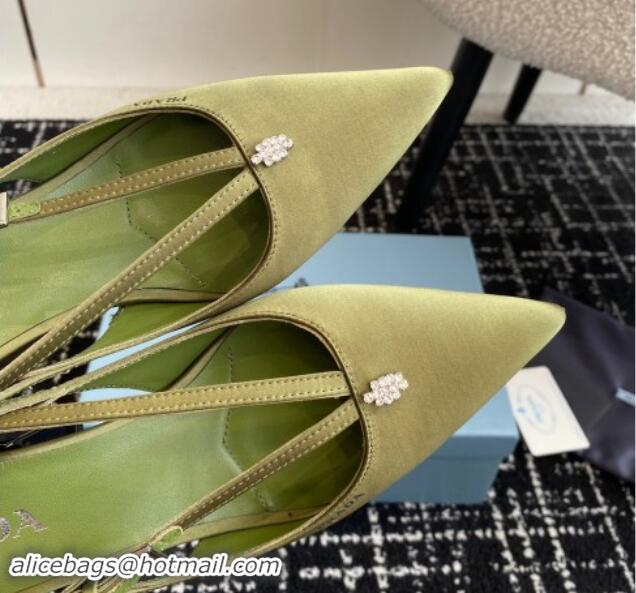 Fashion Prada Satin cut-out pumps 6.5cm Green 115091