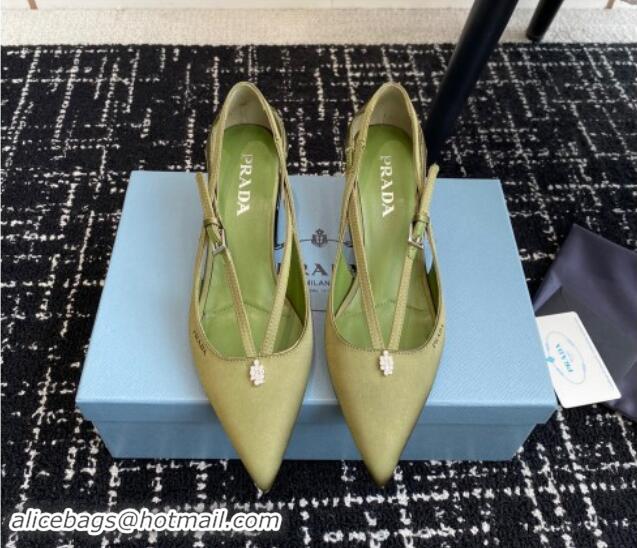 Fashion Prada Satin cut-out pumps 6.5cm Green 115091