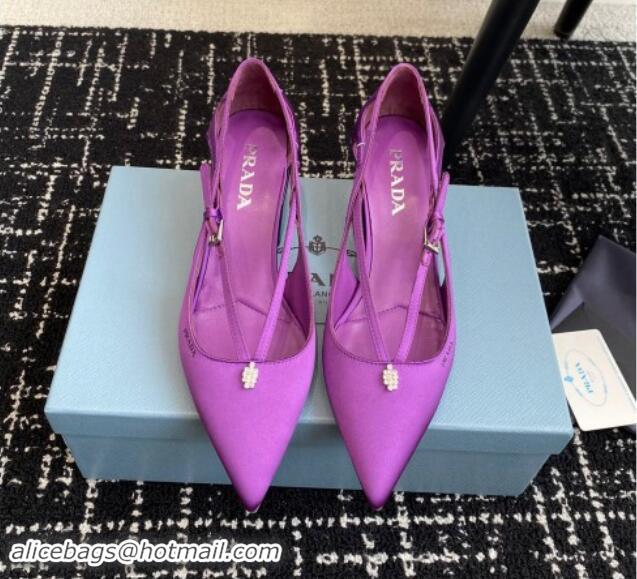 Classic Hot Prada Satin cut-out pumps 6.5cm Purple 115092