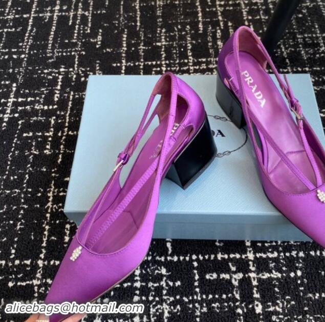 Classic Hot Prada Satin cut-out pumps 6.5cm Purple 115092