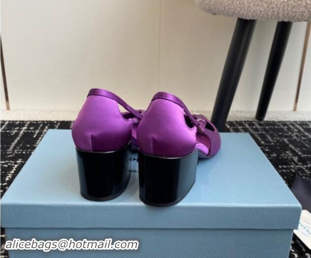 Classic Hot Prada Satin cut-out pumps 6.5cm Purple 115092