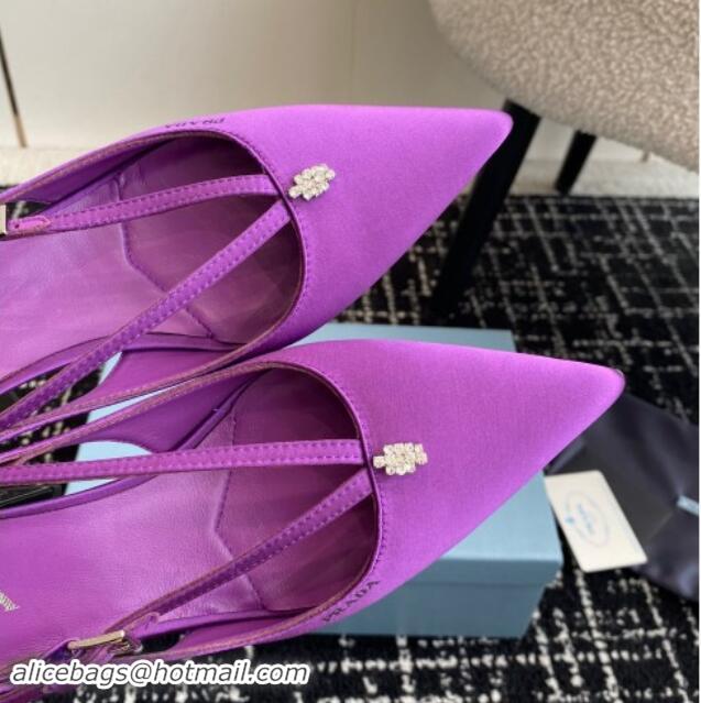 Classic Hot Prada Satin cut-out pumps 6.5cm Purple 115092