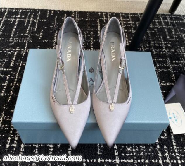 Perfect Prada Satin cut-out pumps 6.5cm Grey 115093