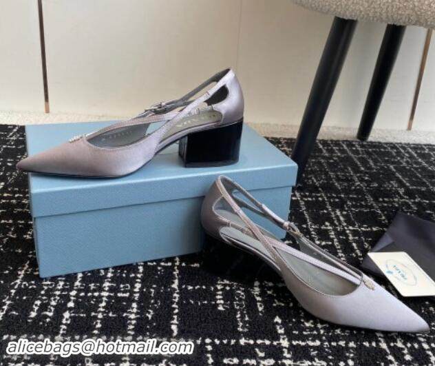 Perfect Prada Satin cut-out pumps 6.5cm Grey 115093