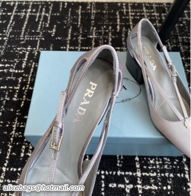 Perfect Prada Satin cut-out pumps 6.5cm Grey 115093