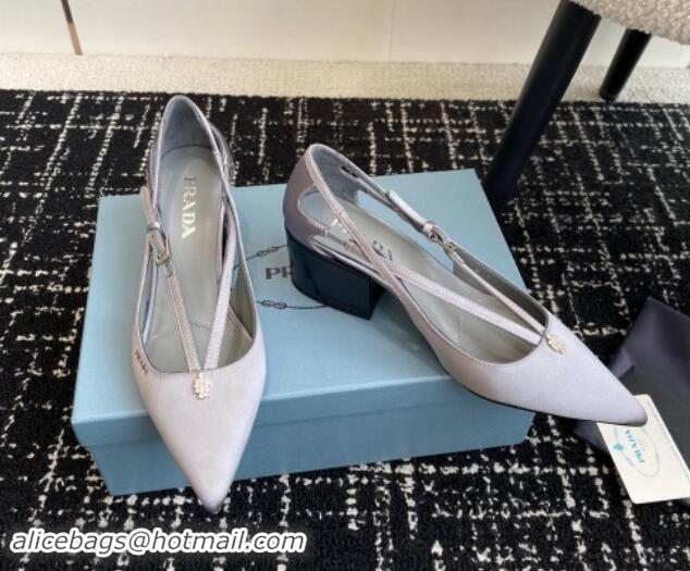 Perfect Prada Satin cut-out pumps 6.5cm Grey 115093