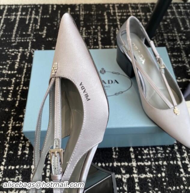 Perfect Prada Satin cut-out pumps 6.5cm Grey 115093