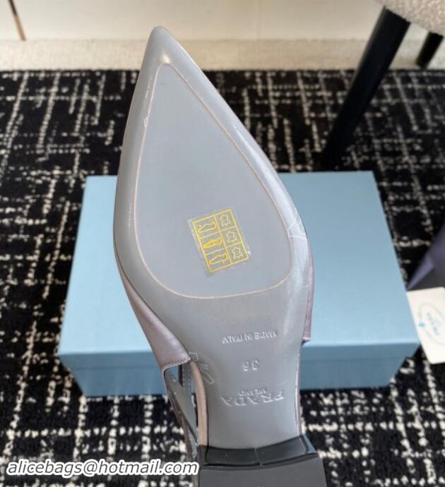 Perfect Prada Satin cut-out pumps 6.5cm Grey 115093