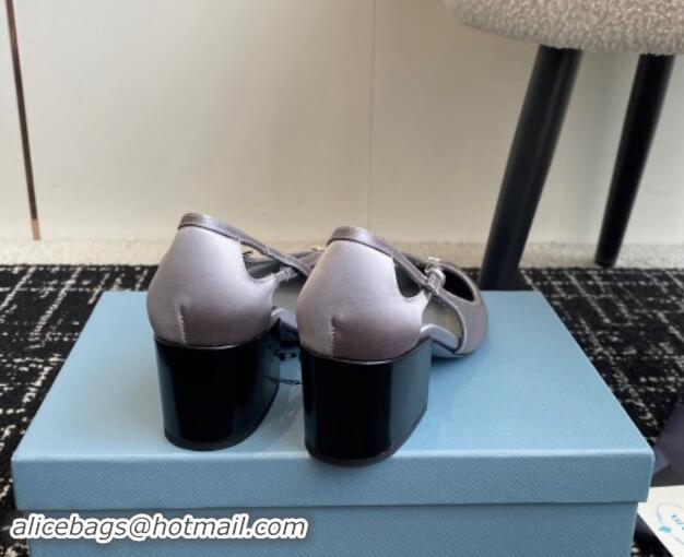 Perfect Prada Satin cut-out pumps 6.5cm Grey 115093