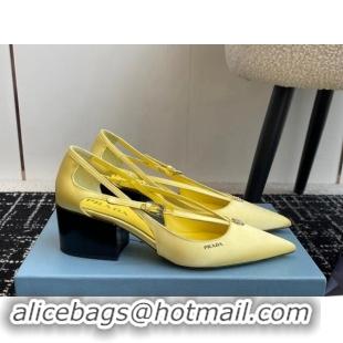 Grade Quality Prada Satin cut-out pumps 6.5cm Yellow 115094