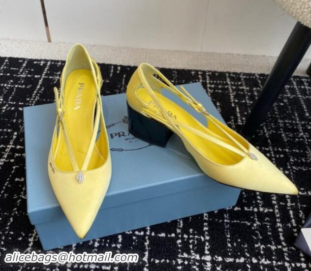 Grade Quality Prada Satin cut-out pumps 6.5cm Yellow 115094