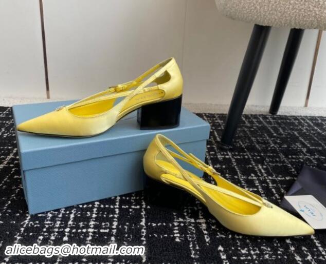 Grade Quality Prada Satin cut-out pumps 6.5cm Yellow 115094