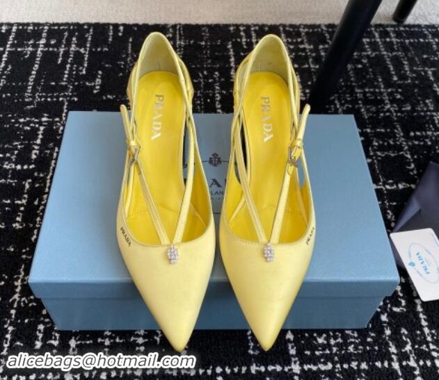 Grade Quality Prada Satin cut-out pumps 6.5cm Yellow 115094