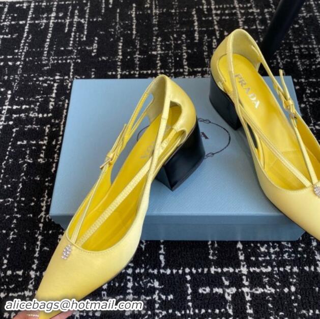 Grade Quality Prada Satin cut-out pumps 6.5cm Yellow 115094