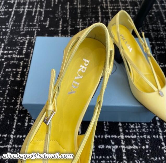 Grade Quality Prada Satin cut-out pumps 6.5cm Yellow 115094