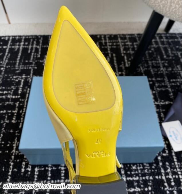 Grade Quality Prada Satin cut-out pumps 6.5cm Yellow 115094