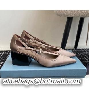 Good Quality Prada Satin cut-out pumps 6.5cm Khaki 115095