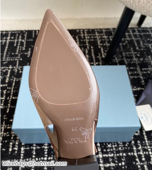 Good Quality Prada Satin cut-out pumps 6.5cm Khaki 115095