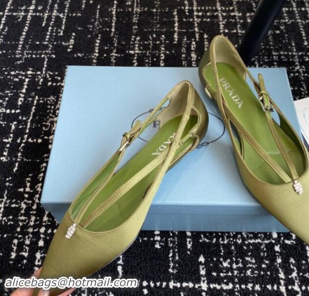 Luxury Prada Satin cut-out ballerinas flats Green 115107