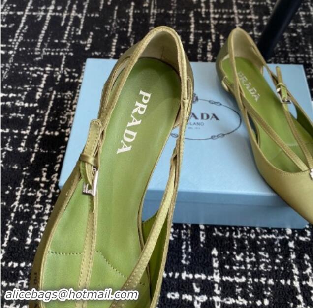 Luxury Prada Satin cut-out ballerinas flats Green 115107